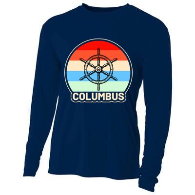 Retro Columbus Ship Wheel Cooling Performance Long Sleeve Crew