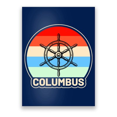 Retro Columbus Ship Wheel Poster