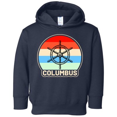 Retro Columbus Ship Wheel Toddler Hoodie