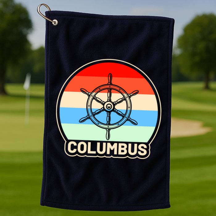 Retro Columbus Ship Wheel Golf Towel