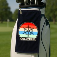 Retro Columbus Ship Wheel Golf Towel