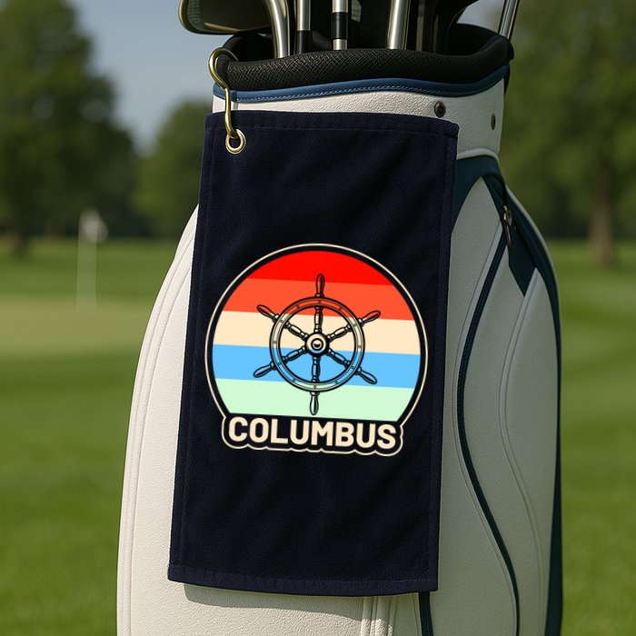 Retro Columbus Ship Wheel Golf Towel