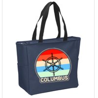 Retro Columbus Ship Wheel Zip Tote Bag