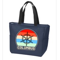 Retro Columbus Ship Wheel Zip Tote Bag