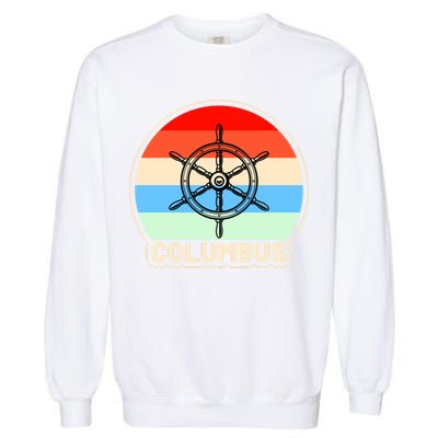 Retro Columbus Ship Wheel Garment-Dyed Sweatshirt