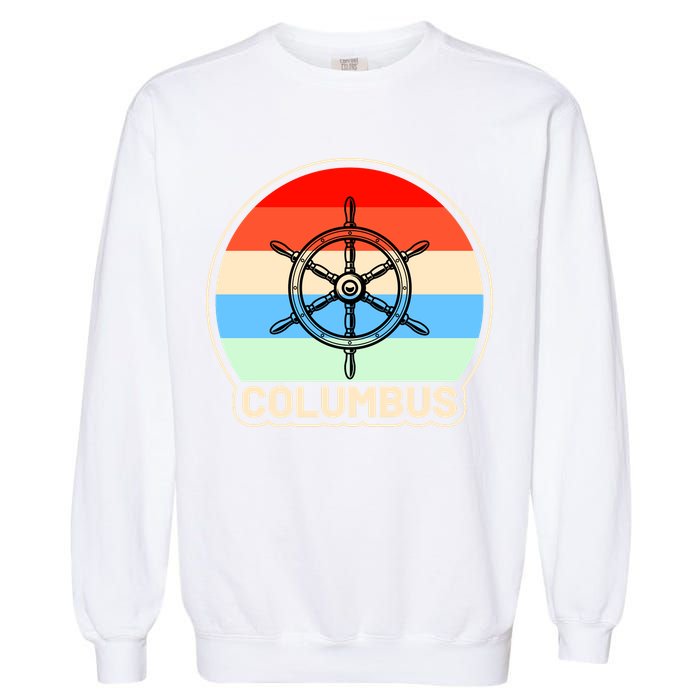 Retro Columbus Ship Wheel Garment-Dyed Sweatshirt
