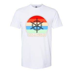 Retro Columbus Ship Wheel Softstyle CVC T-Shirt