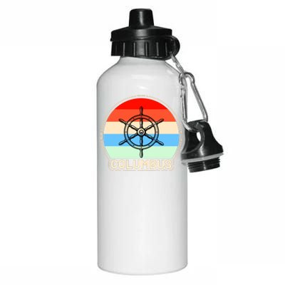 Retro Columbus Ship Wheel Aluminum Water Bottle 