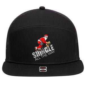 Roofing Christmas Shingle All the Way Quote Roofer Gift Idea 7 Panel Mesh Trucker Snapback Hat