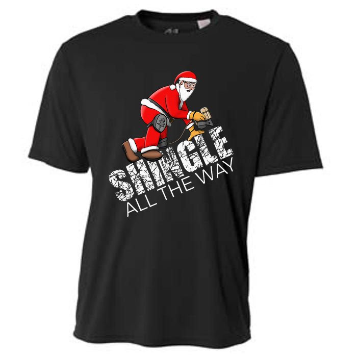 Roofing Christmas Shingle All the Way Quote Roofer Gift Idea Cooling Performance Crew T-Shirt