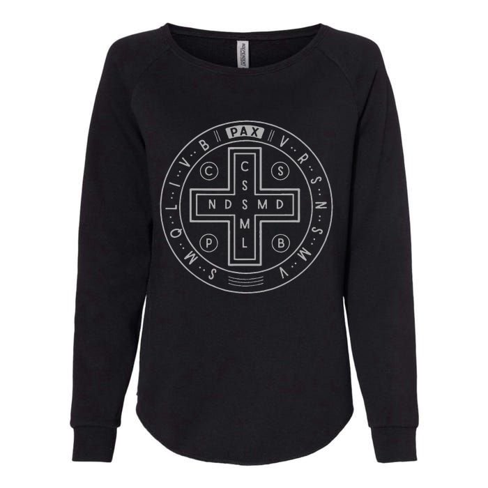 Religious Catholic St. Benedict Medal Christian Womens California Wash Sweatshirt