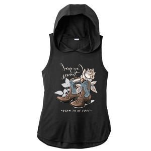 Reverse Cowgirl Spirit Born To Be Free Boots Ladies PosiCharge Tri-Blend Wicking Draft Hoodie Tank