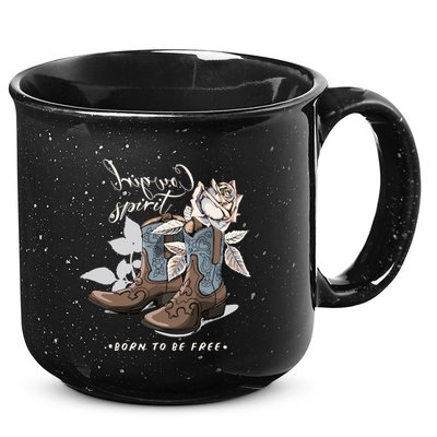 Reverse Cowgirl Spirit Born To Be Free Boots 15oz Campfire Ceramic Mug