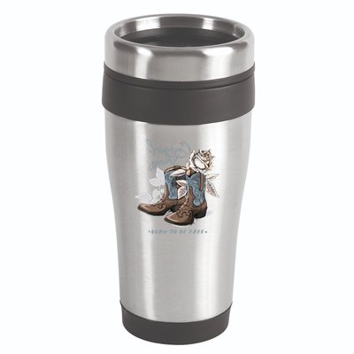 Reverse Cowgirl Spirit Born To Be Free Boots 16oz Travel Tumbler