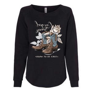 Reverse Cowgirl Spirit Born To Be Free Boots Womens California Wash Sweatshirt