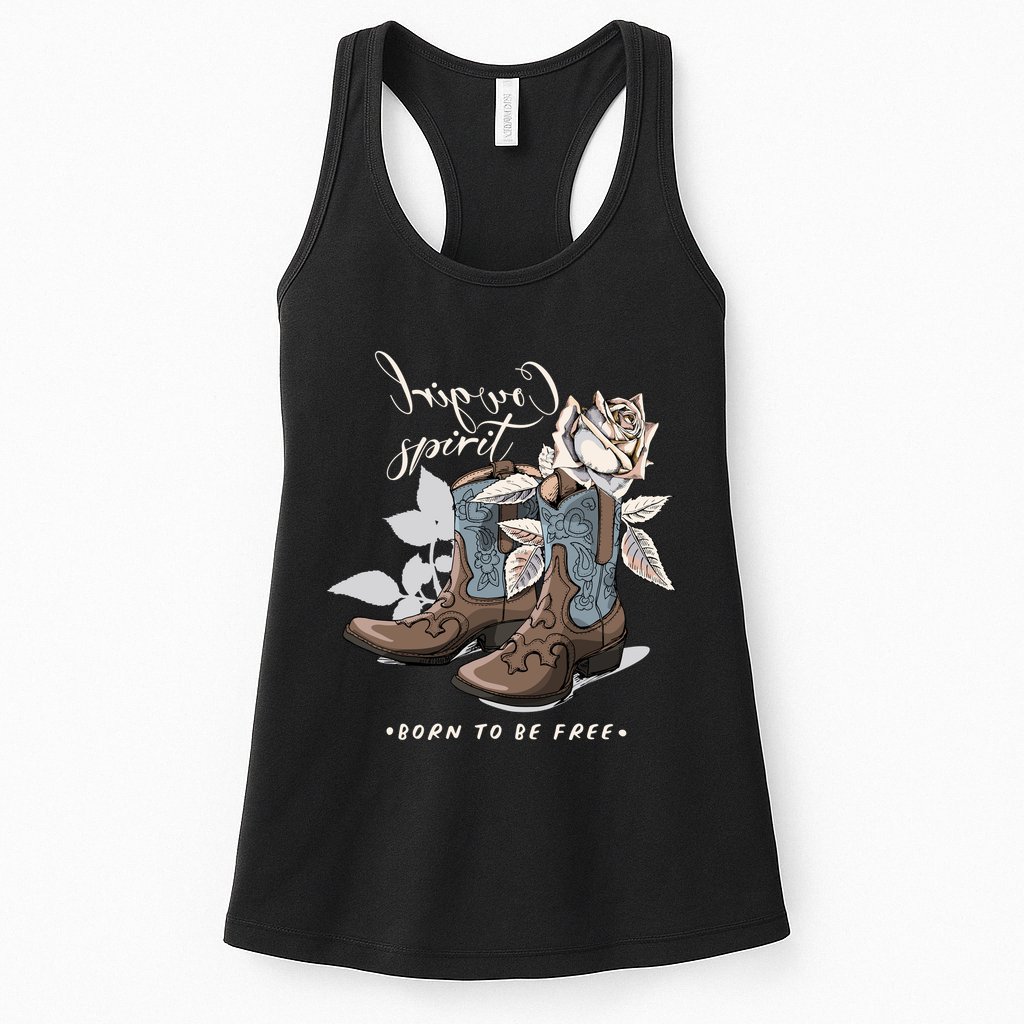 Reverse Cowgirl Spirit Born To Be Free Boots Womens Tank Top