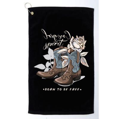 Reverse Cowgirl Spirit Born To Be Free Boots Platinum Collection Golf Towel