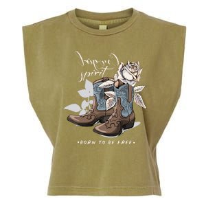 Reverse Cowgirl Spirit Born To Be Free Boots Garment-Dyed Women's Muscle Tee