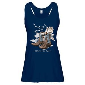 Reverse Cowgirl Spirit Born To Be Free Boots Ladies Essential Flowy Tank