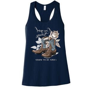 Reverse Cowgirl Spirit Born To Be Free Boots Women's Racerback Tank