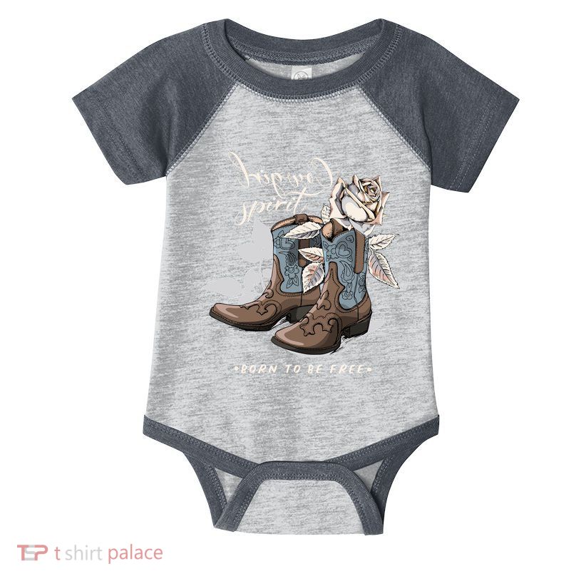 Reverse Cowgirl Spirit Born To Be Free Boots Infant Baby Jersey Bodysuit