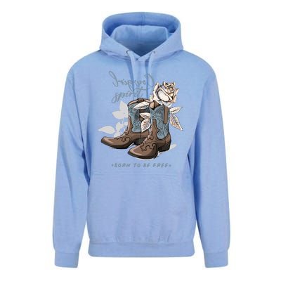 Reverse Cowgirl Spirit Born To Be Free Boots Unisex Surf Hoodie