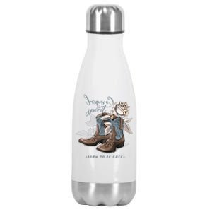 Reverse Cowgirl Spirit Born To Be Free Boots Stainless Steel Insulated Water Bottle