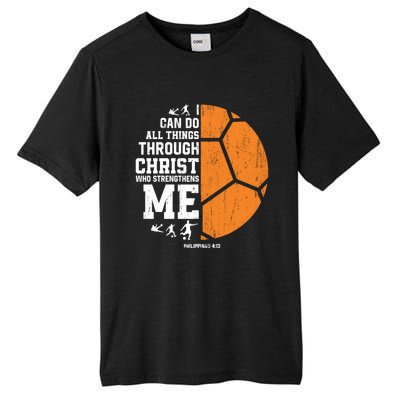 Religious Christian Soccer Funny Gift Christ Strengthens Me Tall Fusion ChromaSoft Performance T-Shirt