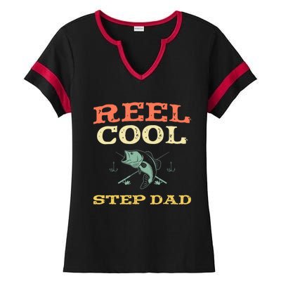 Reel Cool Stepgiftdad Fishing Fisher Funny Vintage Stepdad Gift Ladies Halftime Notch Neck Tee