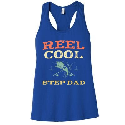 Reel Cool Stepgiftdad Fishing Fisher Funny Vintage Stepdad Gift Women's Racerback Tank