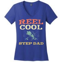 Reel Cool Stepgiftdad Fishing Fisher Funny Vintage Stepdad Gift Women's V-Neck T-Shirt