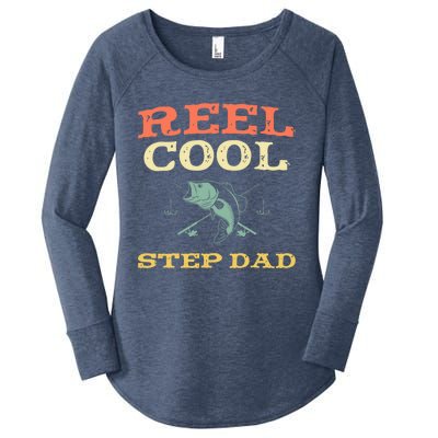 Reel Cool Stepgiftdad Fishing Fisher Funny Vintage Stepdad Gift Women's Perfect Tri Tunic Long Sleeve Shirt