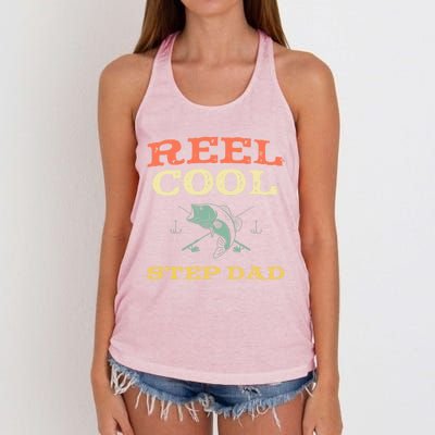 Reel Cool Stepgiftdad Fishing Fisher Funny Vintage Stepdad Gift Women's Knotted Racerback Tank