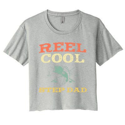 Reel Cool Stepgiftdad Fishing Fisher Funny Vintage Stepdad Gift Women's Crop Top Tee