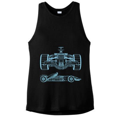 Racing Car Schematic Engineer Formula Team Fan Ladies PosiCharge Tri-Blend Wicking Tank