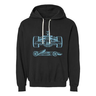 Racing Car Schematic Engineer Formula Team Fan Garment-Dyed Fleece Hoodie