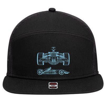 Racing Car Schematic Engineer Formula Team Fan 7 Panel Mesh Trucker Snapback Hat