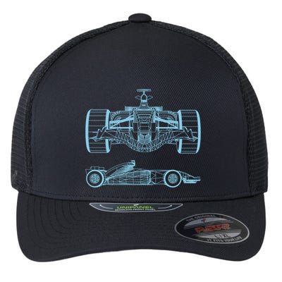 Racing Car Schematic Engineer Formula Team Fan Flexfit Unipanel Trucker Cap