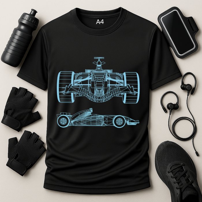 Racing Car Schematic Engineer Formula Team Fan Performance Shirt