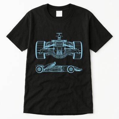 Racing Car Schematic Engineer Formula Team Fan Tall T-Shirt