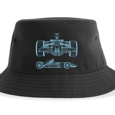 Racing Car Schematic Engineer Formula Team Fan Sustainable Bucket Hat