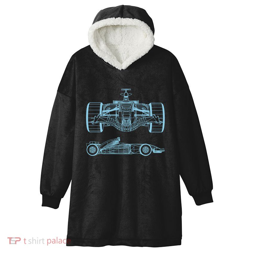 Racing Car Schematic Engineer Formula Team Fan Hooded Wearable Blanket