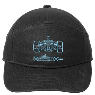 Racing Car Schematic Engineer Formula Team Fan 7-Panel Snapback Hat