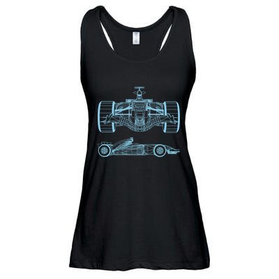 Racing Car Schematic Engineer Formula Team Fan Ladies Essential Flowy Tank