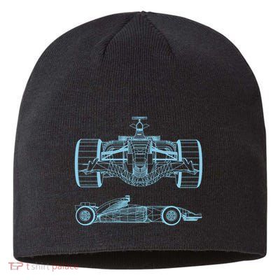 Racing Car Schematic Engineer Formula Team Fan Sustainable Beanie