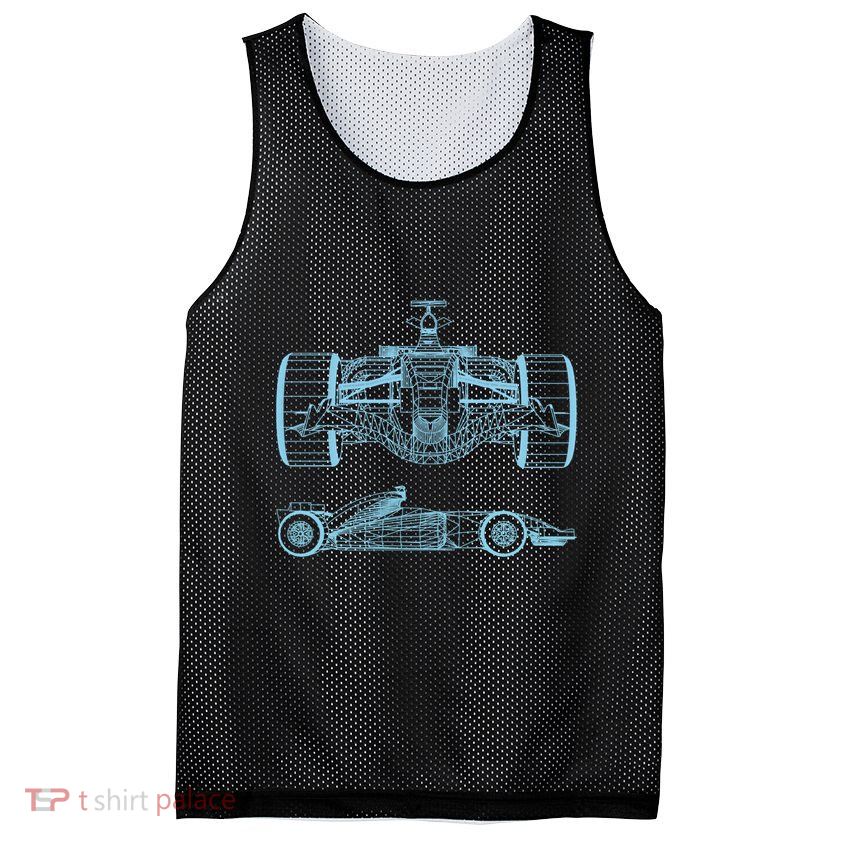 Racing Car Schematic Engineer Formula Team Fan Mesh Reversible Basketball Jersey Tank