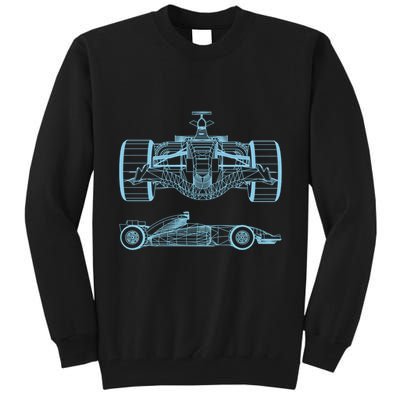 Racing Car Schematic Engineer Formula Team Fan Tall Sweatshirt