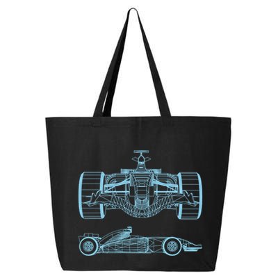 Racing Car Schematic Engineer Formula Team Fan 25L Jumbo Tote