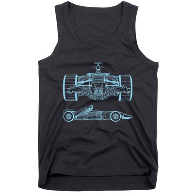 Racing Car Schematic Engineer Formula Team Fan Tank Top