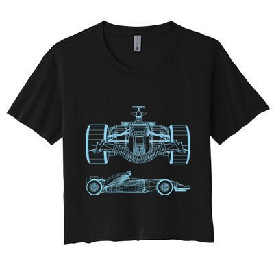 Racing Car Schematic Engineer Formula Team Fan Crop Top